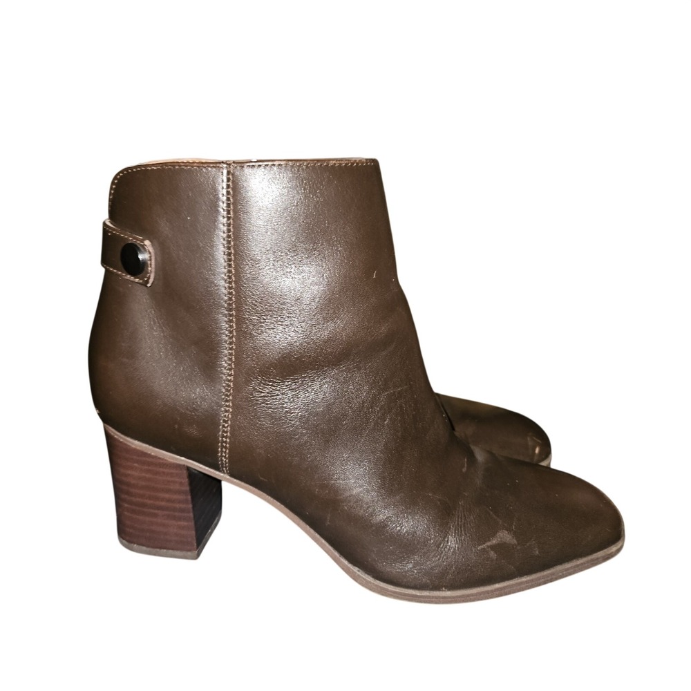 Franco Sarto Ilaria Leather Booties 7 | Classic Brown Block Heel‎ Ankle Boot EUC